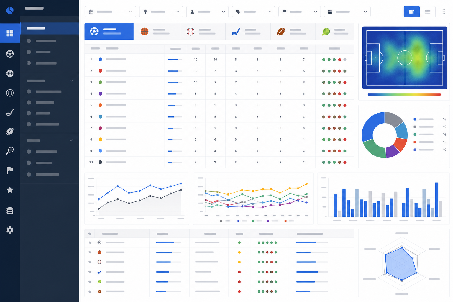 Coachistics multi-sport statistics software dashboard